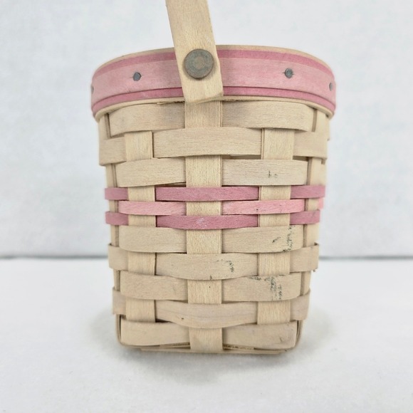 Longaberger Basket American Cancer Society White Washed Pink Blonde Handle 2002 - Picture 4 of 11